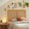 Sandy Wall Mounted Wood and Rattan Twin Size Headboard in Natural Rattan