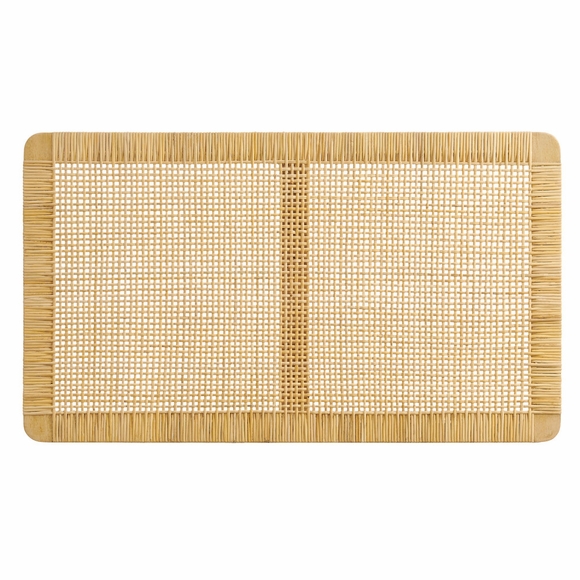 Sandy Wall Mounted Wood and Rattan Twin Size Headboard in Natural Rattan