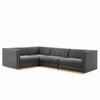Sanguine 4-Piece Channel Tufted Performance Velvet Left-Facing Modular Sectional Sofa in Gray