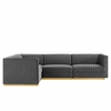 Sanguine 4-Piece Channel Tufted Performance Velvet Left-Facing Modular Sectional Sofa in Gray