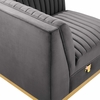 Sanguine 4-Piece Channel Tufted Performance Velvet Left-Facing Modular Sectional Sofa in Gray
