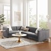 Sanguine 4-Piece Channel Tufted Performance Velvet Left-Facing Modular Sectional Sofa in Gray