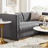 Sanguine 4-Piece Channel Tufted Performance Velvet Left-Facing Modular Sectional Sofa in Gray