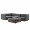 Sanguine 5-Piece Channel Tufted Performance Velvet Left-Facing Modular Sectional Sofa in Gray