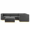 Sanguine 5-Piece Channel Tufted Performance Velvet Right-Facing Modular Sectional Sofa in Gray