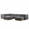 Sanguine 7-Piece Channel Tufted Performance Velvet Left-Facing Modular Sectional Sofa in Gray