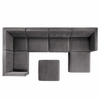 Sanguine 7-Piece Channel Tufted Performance Velvet Left-Facing Modular Sectional Sofa in Gray