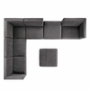 Sanguine 7-Piece Channel Tufted Performance Velvet Left-Facing Modular Sectional Sofa in Gray