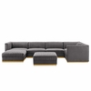 Sanguine 7-Piece Channel Tufted Performance Velvet Right-Facing Modular Sectional Sofa in Gray