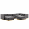 Sanguine 7-Piece Channel Tufted Performance Velvet Right-Facing Modular Sectional Sofa in Gray