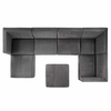 Sanguine 7-Piece Channel Tufted Performance Velvet Right-Facing Modular Sectional Sofa in Gray