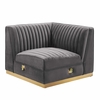 Sanguine 7-Piece Channel Tufted Performance Velvet Right-Facing Modular Sectional Sofa in Gray