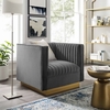 Sanguine Vertical Channel Tufted Accent Performance Velvet Armchair in Gray
