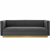 Sanguine Vertical Channel Tufted Performance Velvet Sofa in Gray
