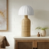 Santo Rattan Table Lamp With Dome Shade in White Natural