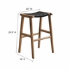 Saoirse Leather Wood Bar Stool Set of 2 in Walnut Black