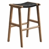 Saoirse Leather Wood Bar Stool Set of 2 in Walnut Black