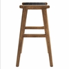Saoirse Leather Wood Bar Stool Set of 2 in Walnut Black