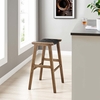 Saoirse Leather Wood Bar Stool Set of 2 in Walnut Black