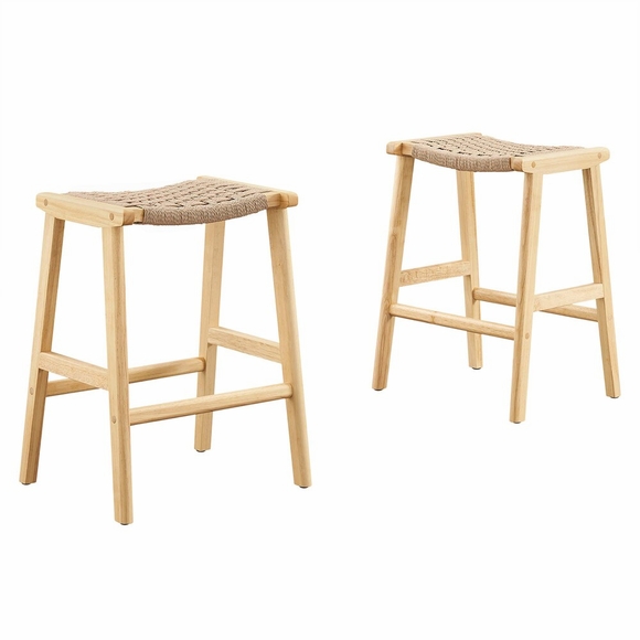 Saoirse Woven Rope Wood Counter Stool Set of 2