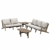 Saratoga 4-Piece Outdoor Patio Teak Wood Furniture Set