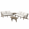 Saratoga 4-Piece Outdoor Patio Teak Wood Furniture Set