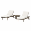 Saratoga Outdoor Patio Teak Wood 3-Piece Chaise Lounge Furniture Set