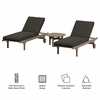 Saratoga Outdoor Patio Teak Wood 3-Piece Chaise Lounge Furniture Set