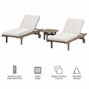 Saratoga Outdoor Patio Teak Wood 3-Piece Chaise Lounge Furniture Set