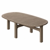 Saratoga Oval Outdoor Patio Teak Wood Coffee Table in Weathered Gray