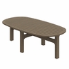 Saratoga Oval Outdoor Patio Teak Wood Coffee Table in Weathered Gray