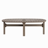 Saratoga Oval Outdoor Patio Teak Wood Coffee Table in Weathered Gray