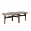 Saratoga Oval Outdoor Patio Teak Wood Coffee Table in Weathered Gray