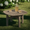 Saratoga Square Outdoor Patio Teak Wood Side Table in Weathered Gray