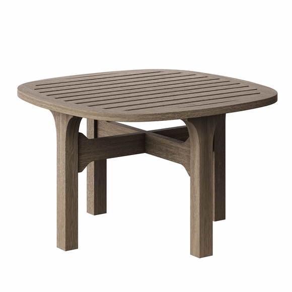 Saratoga Square Outdoor Patio Teak Wood Side Table in Weathered Gray