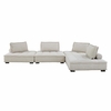 Saunter Tufted Fabric 4-Piece Sectional Sofa in Beige