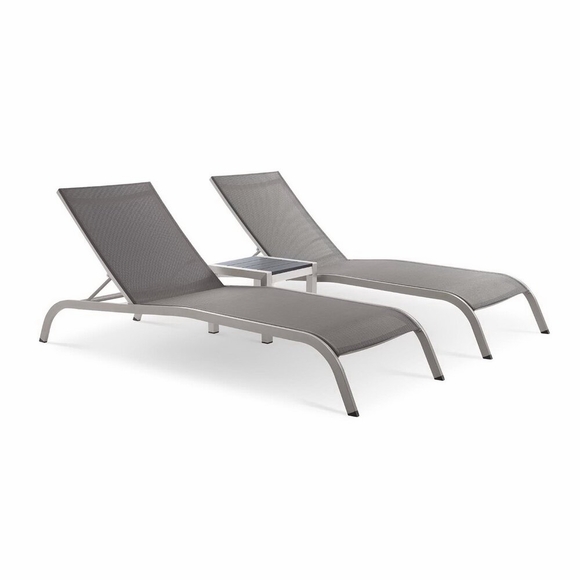Savannah 3 Piece Outdoor Patio Mesh Set in Gray