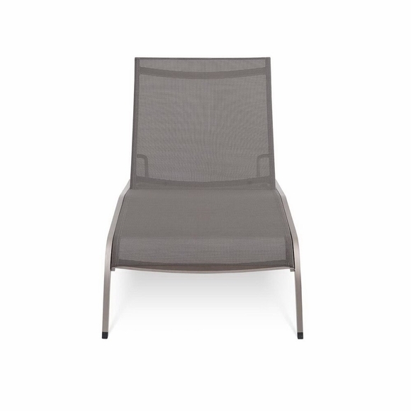 Savannah Mesh Chaise Outdoor Patio Aluminum Lounge Chair in Gray