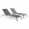 Savannah Outdoor Patio Mesh Chaise Lounge Set of 2 in Gray