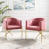Savour Tufted Performance Velvet Accent Dining Armchair Set of 2 in Dusty Rose
