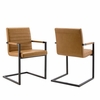 Savoy Vegan Leather Dining Chairs - Set of 2 in Tan