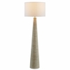 Saylor Carved Ribbed Wood Floor Lamp With Drum Shade in White Gray