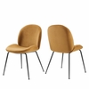 Scoop Black Powder Coated Steel Leg Performance Velvet Dining Chairs - Set of 2 in Cognac