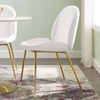 Scoop Gold Stainless Steel Leg Performance Velvet Dining Chair in White