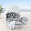 Scottsdale Canopy Outdoor Patio Daybed in Light Gray Gray