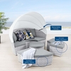 Scottsdale Canopy Outdoor Patio Daybed in Light Gray Gray