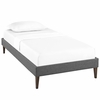 Sharon Fabric Twin Bed Frame with Squared Tapered Legs in Gray