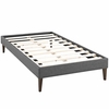 Sharon Fabric Twin Bed Frame with Squared Tapered Legs in Gray