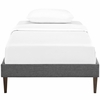 Sharon Fabric Twin Bed Frame with Squared Tapered Legs in Gray