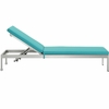 Shore Chaise with Cushions Outdoor Patio Aluminum Set of 4 in Silver Turquoise